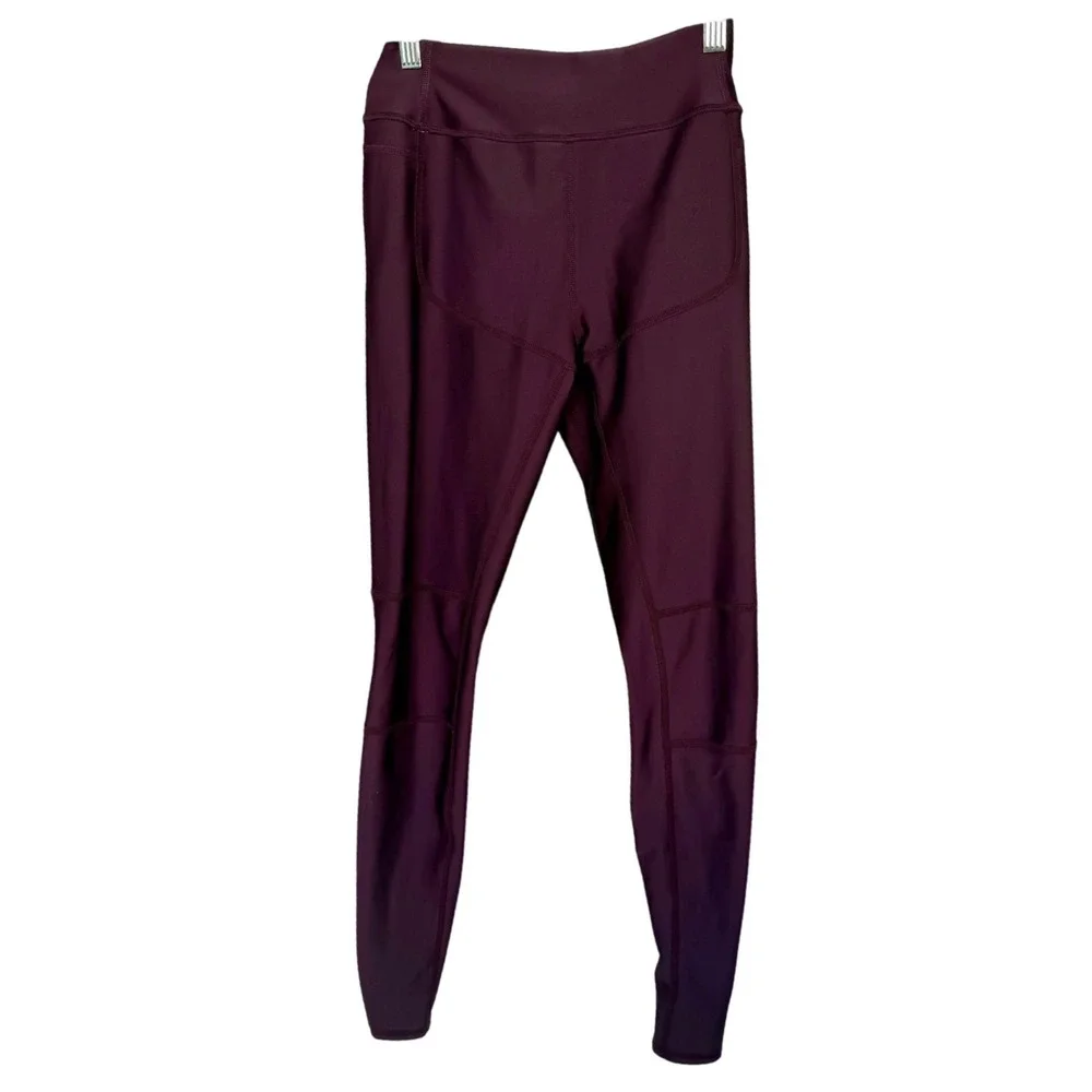 Alo Yoga Womens High Waist Mesh Panel Leggings Plum Purple Athletic Pants XS